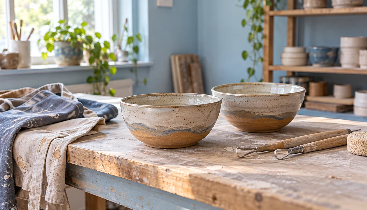 Handmade bowls and pottery tools for a shared creative experience